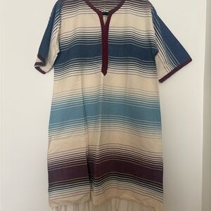 Traditional North African V-Neck Knee Length Short Sleeves Kaftan Size M